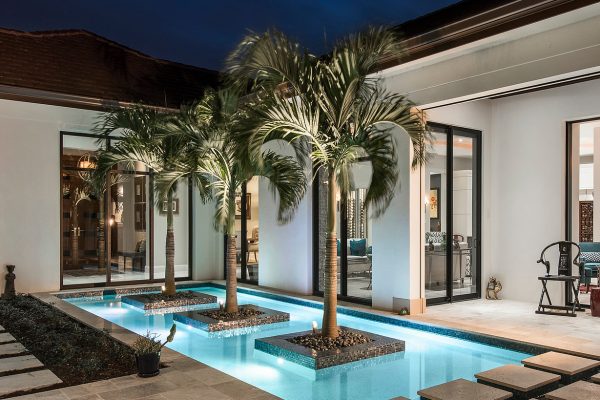 Palms in Pool at Entry Palms in Pool at Entry