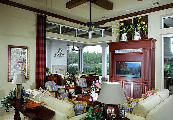 Family Room with Ceiling Beams
