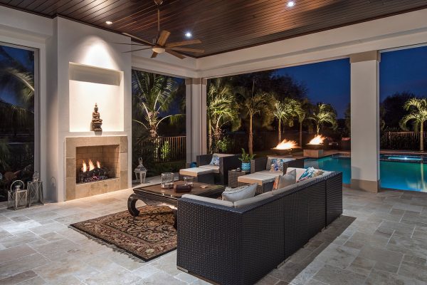 Lanai Seating and Fireplace